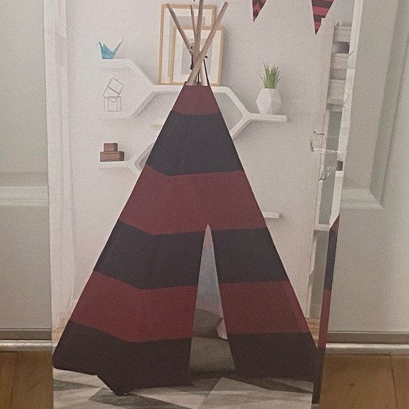 American Kids Other - American Kids Tee-Pee Play Tent, Rugby Stripe Red and Black